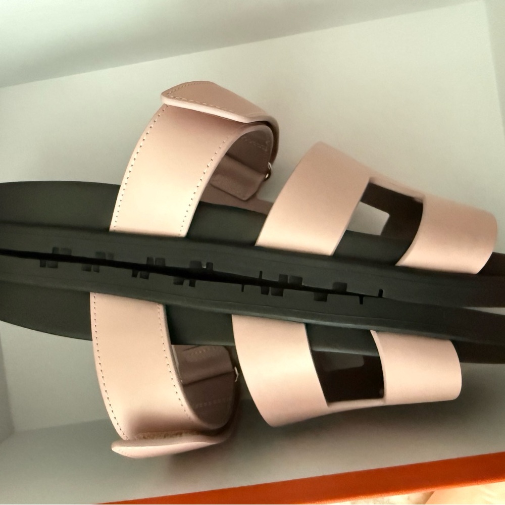 HERMES Chypre sandals on Rose Pearle. NIB Authentic - Picture 10 of 12